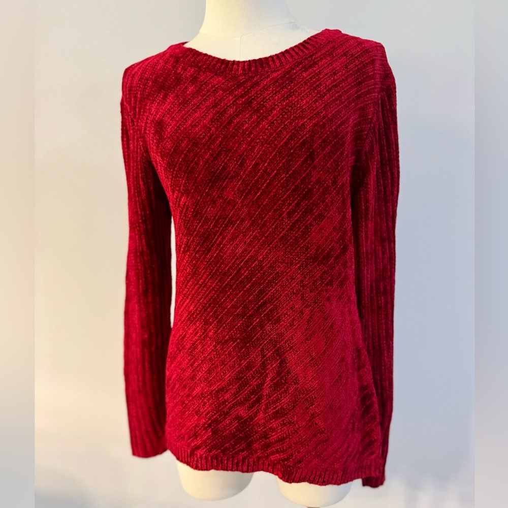 Dkny Red Sweater Plush Velvet - Picture 2 of 5